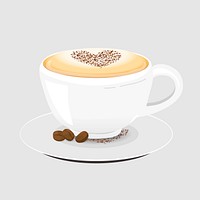 Latte art collage element, cute cartoon illustration vector