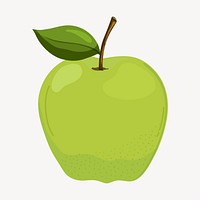 Green apple, cute cartoon illustration