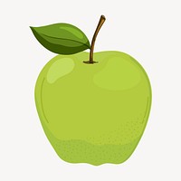 Green apple clipart, cute cartoon illustration psd