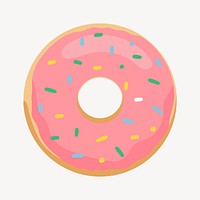 Pink donut collage element, cute cartoon illustration vector