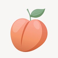 Peach collage element, cute cartoon illustration vector