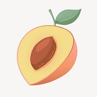 Cut peach collage element, cute cartoon illustration vector