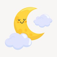 Moon clipart, cute cartoon illustration psd