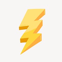 Lightning bolt collage element, cute cartoon illustration vector