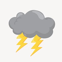 Lightning cloud collage element, cute cartoon illustration vector