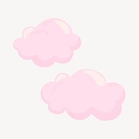 Pink cloud collage element, cute cartoon illustration vector