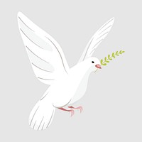 White bird clipart, cute cartoon illustration psd