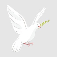 White bird collage element, cute cartoon illustration vector