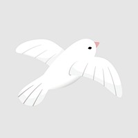 White bird clipart, cute cartoon illustration psd