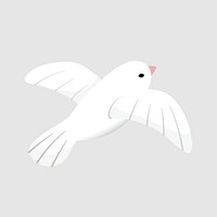 White bird collage element, cute cartoon illustration vector