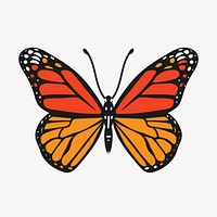 Butterfly collage element, cute cartoon illustration vector