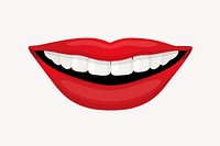 Red lips clipart, cute cartoon illustration psd