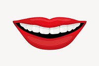 Red lips collage element, cute cartoon illustration vector