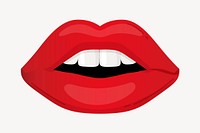 Red lips collage element, cute cartoon illustration vector