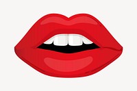 Red lips clipart, cute cartoon illustration psd