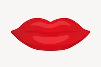 Red lips clipart, cute cartoon illustration psd