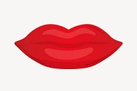 Red lips collage element, cute cartoon illustration vector