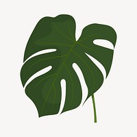 Monstera leaf collage element, cute cartoon illustration vector