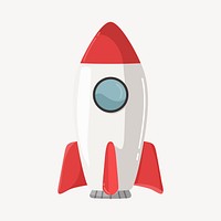 Rocket collage element, cute cartoon illustration vector