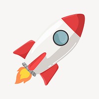 Rocket collage element, cute cartoon illustration vector