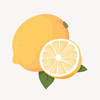 Lemon clipart, cute cartoon illustration psd