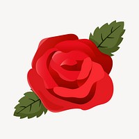 Red rose collage element, cute cartoon illustration vector