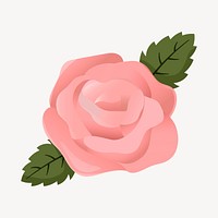 Pink rose clipart, cute cartoon illustration psd