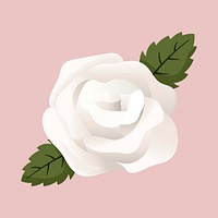White rose clipart, cute cartoon illustration psd