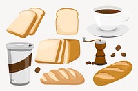 Food & drink collage element, cute cartoon illustration set vector