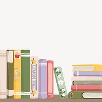 Book stack border collage element, cute cartoon illustration psd