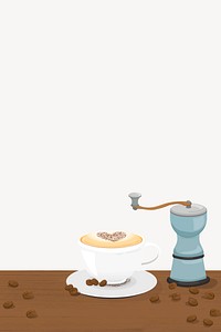 Coffee table border collage element, cute cartoon illustration psd