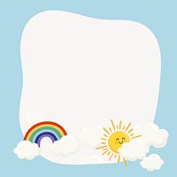 Rainbow & sun frame collage element, cute cartoon illustration psd