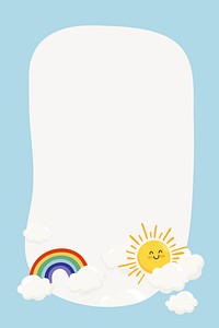 Rainbow & sun frame collage element, cute cartoon illustration vector