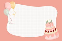 Pink birthday frame collage element, cute cartoon illustration vector