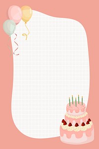 Pink birthday frame collage element, cute cartoon illustration psd