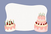 Purple birthday frame collage element, cute cartoon illustration psd