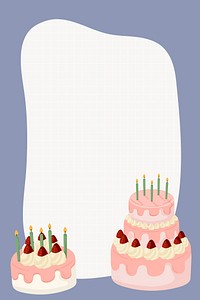 Purple birthday frame collage element, cute cartoon illustration vector