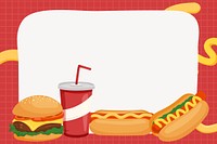 Fast food frame collage element, cute cartoon illustration vector