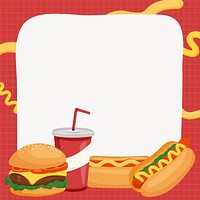 Fast food frame collage element, cute cartoon illustration psd