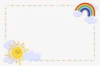 Rainbow & sun frame collage element, cute cartoon illustration vector