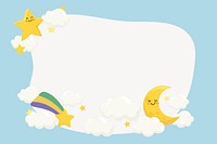 Moon & star frame collage element, cute cartoon illustration psd