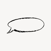 Speech bubble sticker, frame doodle in black psd