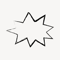 Starburst shape sticker, speech bubble doodle in black psd