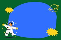 Cute astronaut frame background, blue and green design