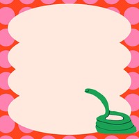 Pink funky frame background, cute snake doodle vector