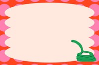 Pink funky frame background, cute snake doodle