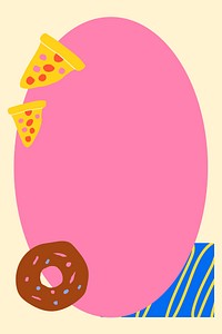 Food doodle frame background, funky pink design vector