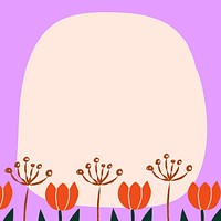 Tulip flower frame background, cute Spring doodle vector