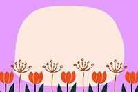 Tulip flower frame background, cute Spring doodle