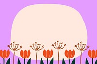 Tulip flower frame background, cute Spring doodle vector